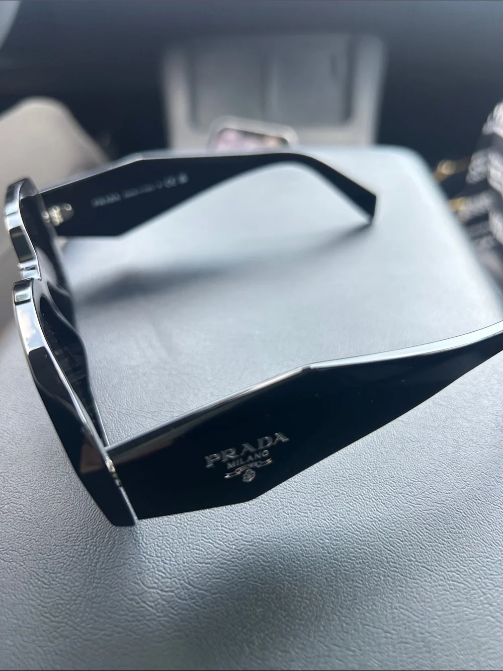 Prada Black Tortoiseshell Rectangular Women's Sunglasses